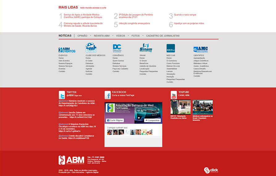 Site da ABM, desenvolvido em 2010 pela Click Interativo
