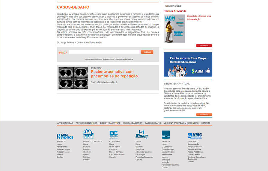 Site de Apoio Médico Científico ABM - 2010 - Click Interativo