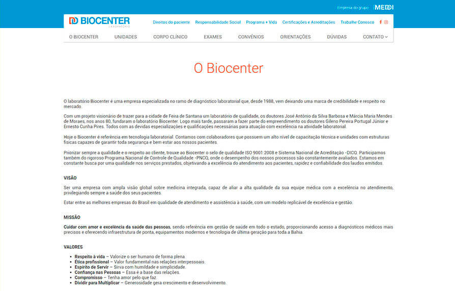 Site Biocenter 2018 - Click Interativo