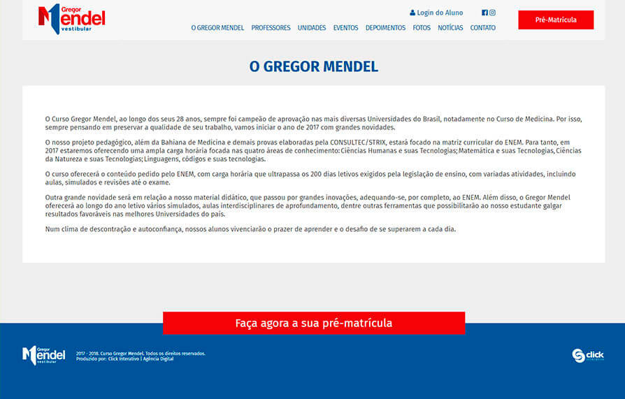 Site Curso Gregor Mendel Pré-Vestibular 2017 - Click Interativo