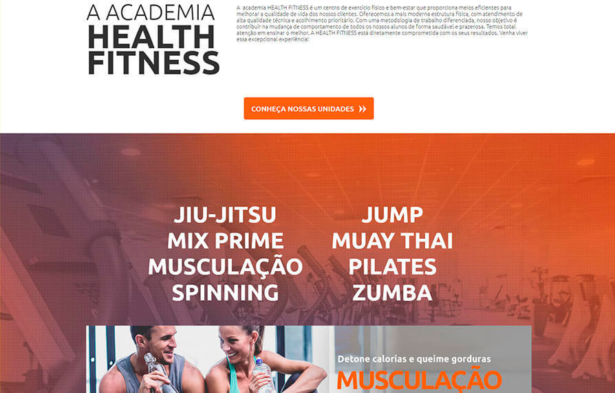 Site da Academia Health Fitness 2016 - Click Interativo
