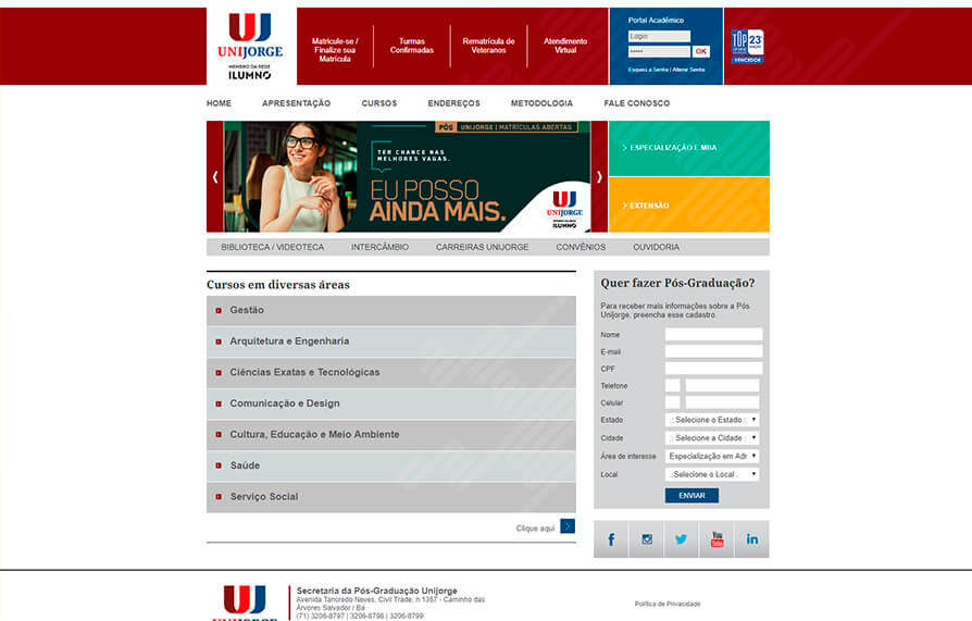 Site Pós-Graduação Unijorge 2007 - Click Interativo