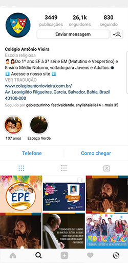Instagram do Colégio Antônio Vieira - Click Interativo