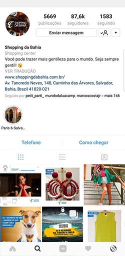 Instagram do Shopping da Bahia - Click Interativo