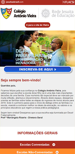 Home da Landing Page  Matricula Colégio Antônio Vieira - Versão celular
