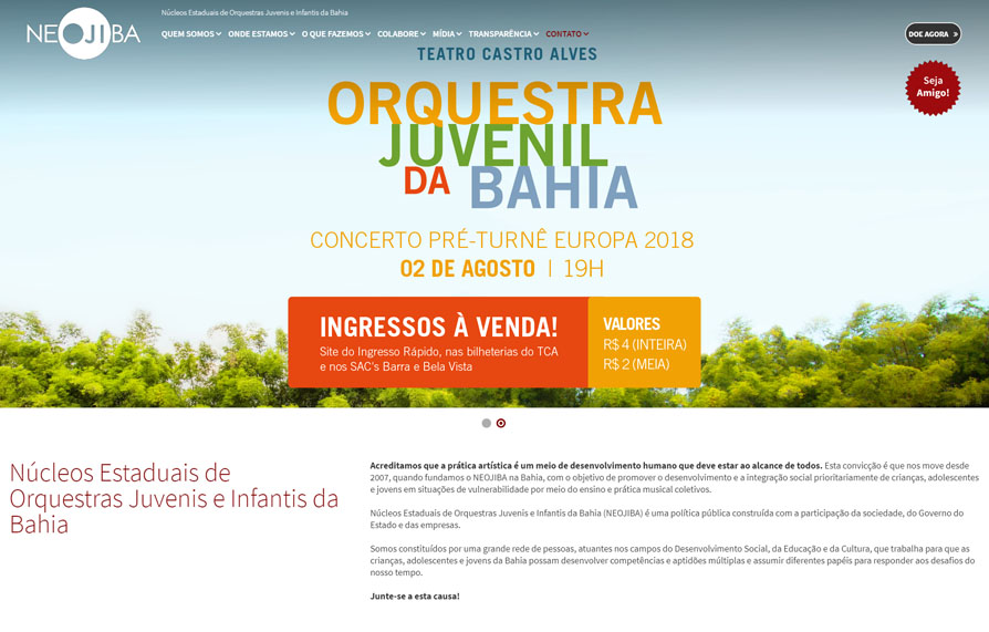 NEOJIBA - Site Responsivo 2018 - Click Interativo